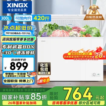 星星（XINGX）300L单温家用小型冰柜 大容量减霜保鲜净味节能一级能效…