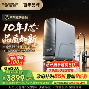 史密斯（A.O.SMITH）佳尼特【26年新品】蓝鲸1200G家用净水器厨…